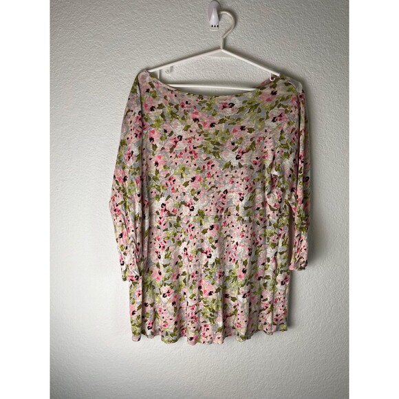 J. Jill Dresses & Skirts - J Jill Love Linen Tunic Womens Small Petite Pink Green Floral Print Pullover Top